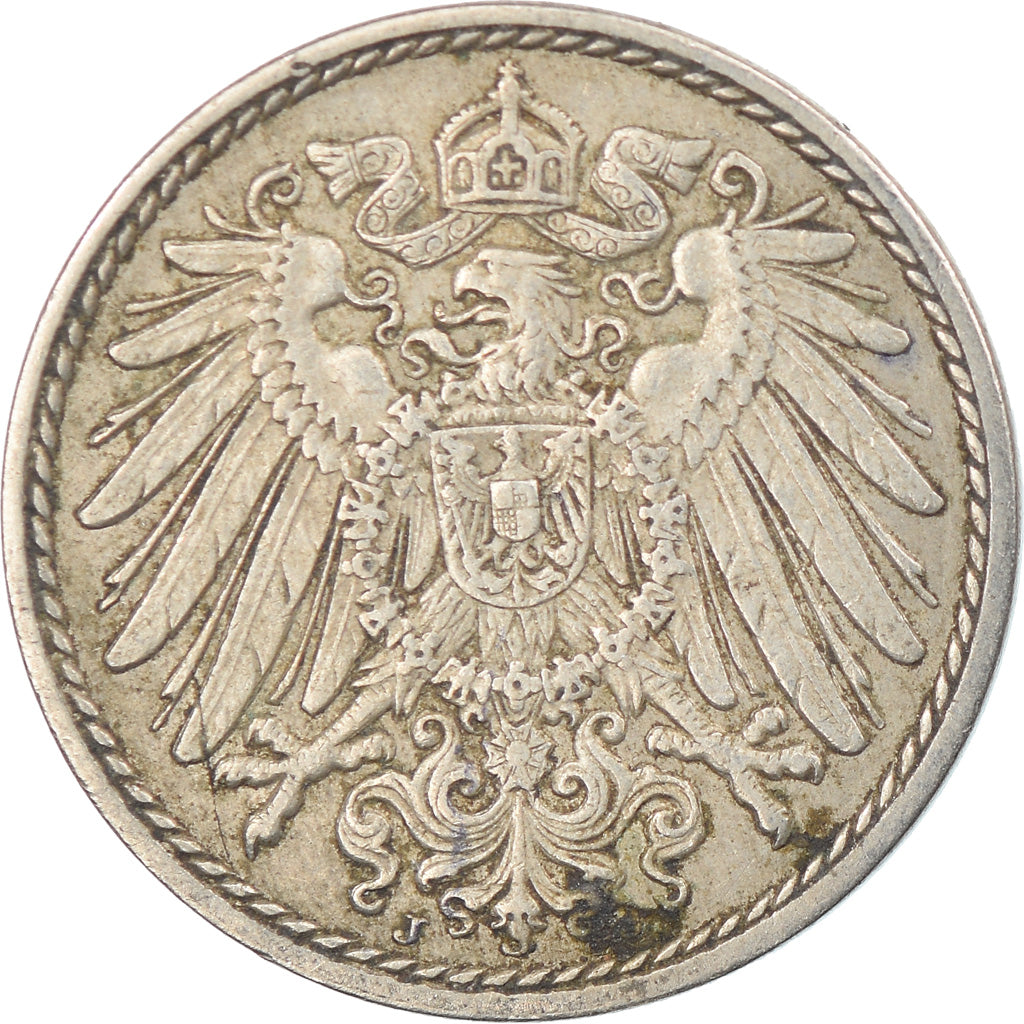 Coin, GERMANY - EMPIRE, Wilhelm II, 5 Pfennig, 1914, Hambourg, VF(30-35)