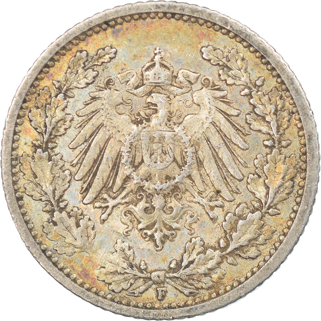 Moneda, ALEMANIA - IMPERIO, 1/2 Mark, 1912, Stuttgart, MBC, Plata, KM:17