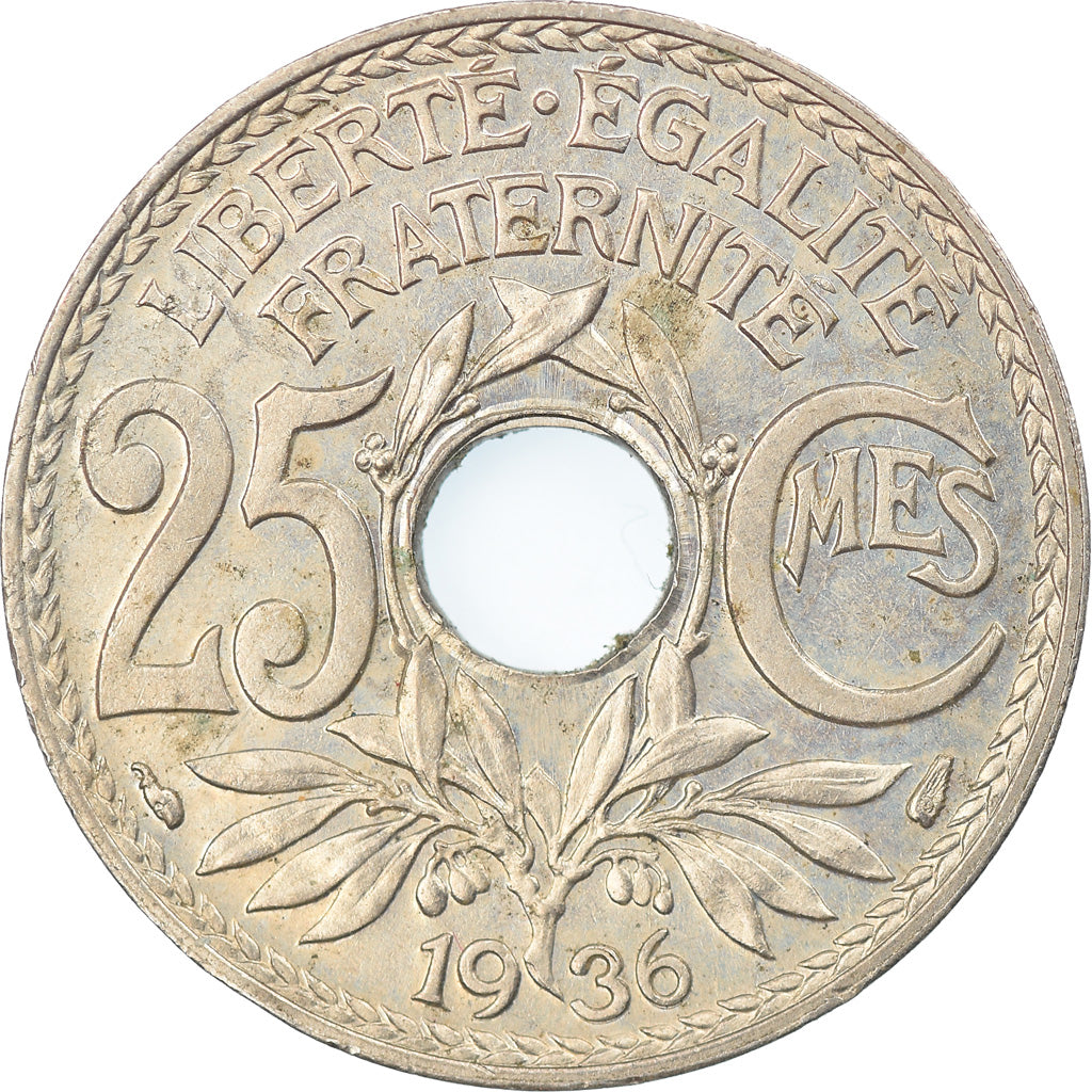 Coin, France, Lindauer, 25 Centimes, 1936, EF(40-45), Copper-nickel, KM:867a