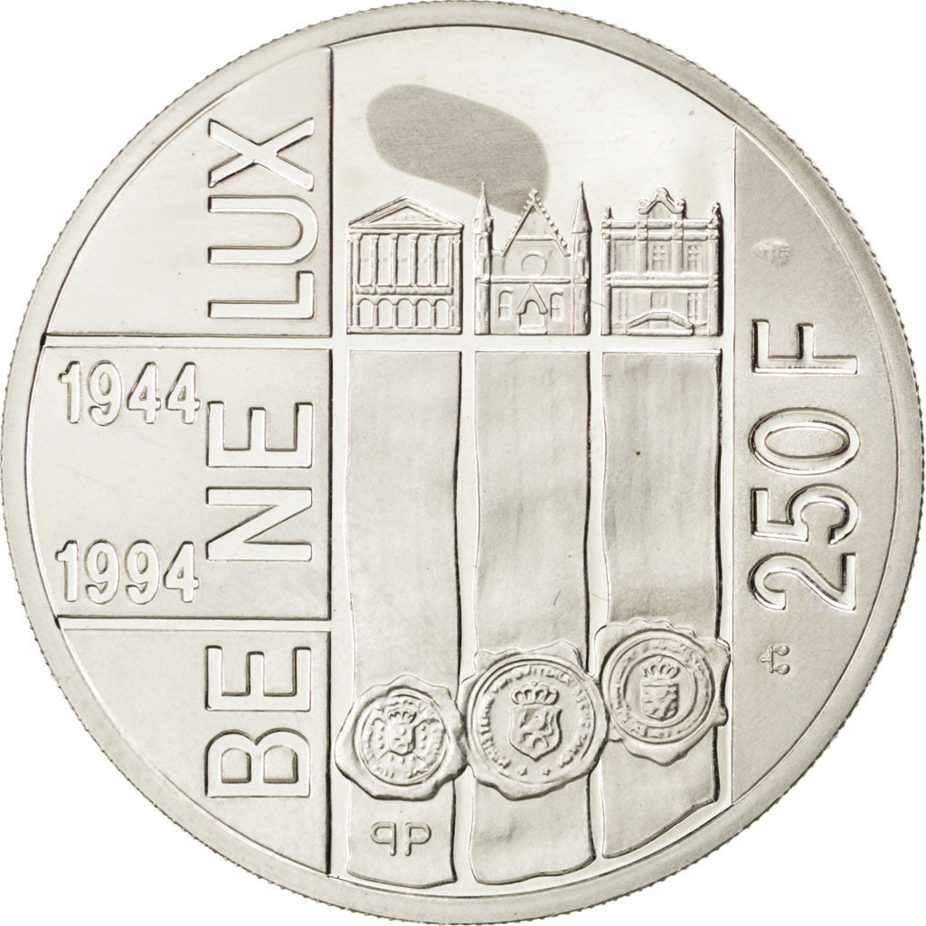 BELGIUM, 250 Francs, 250 Frank, 1994, Brussels, KM #195, MS(65-70), Silver, 33,.