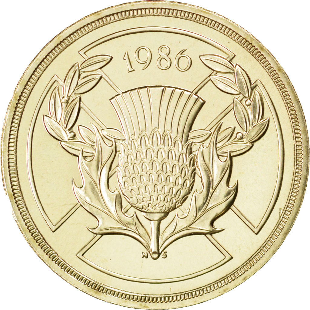 GREAT BRITAIN, 2 Pounds, 1986, KM #947, AU(55-58), Nickel-Brass, 28.4, 16.01