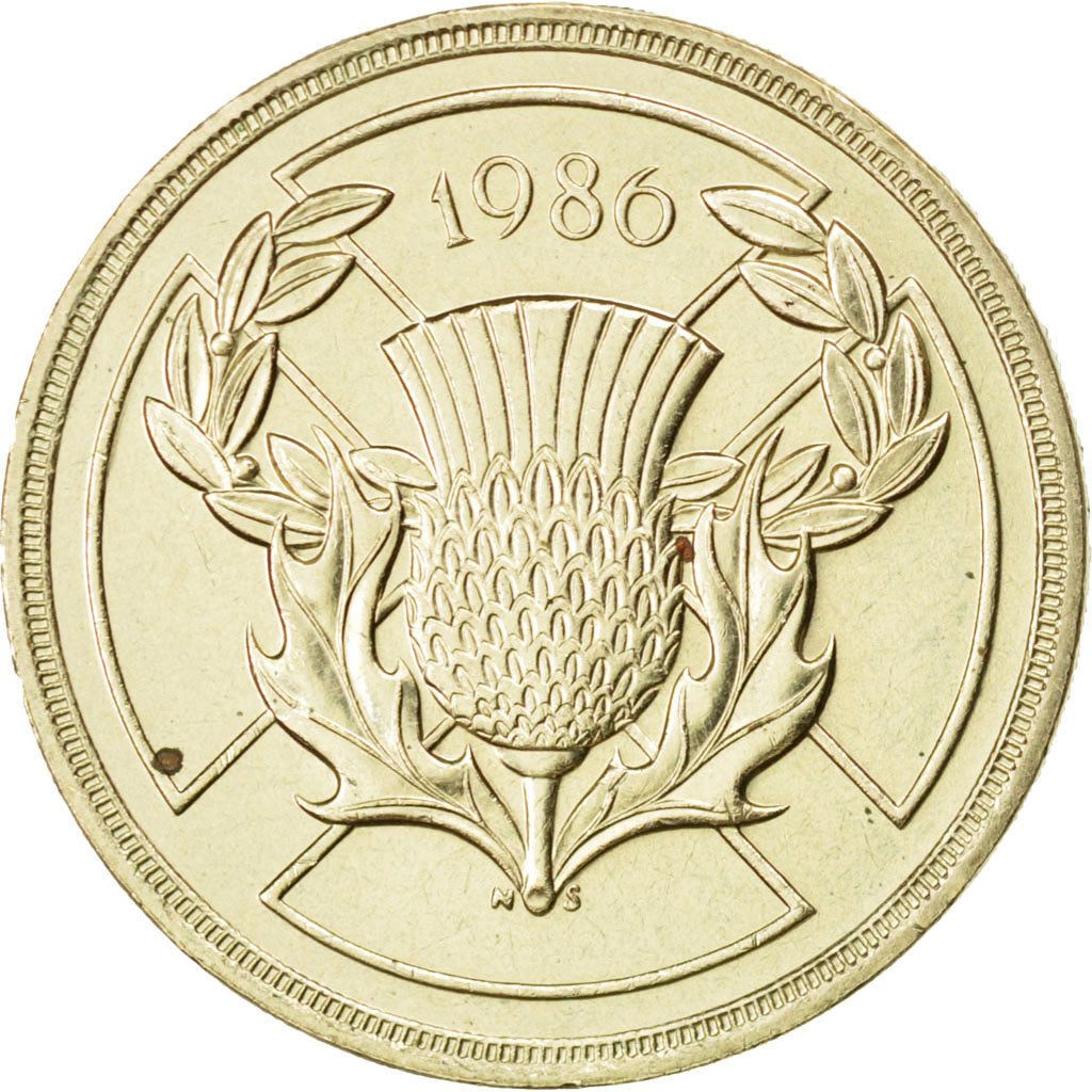 GREAT BRITAIN, 2 Pounds, 1986, KM #947, AU(55-58), Nickel-Brass, 28.4, 15.90