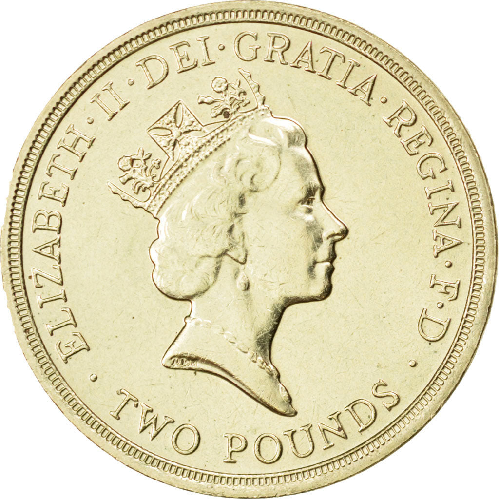 GREAT BRITAIN, 2 Pounds, 1986, KM #947, AU(55-58), Nickel-Brass, 28.4, 15.90
