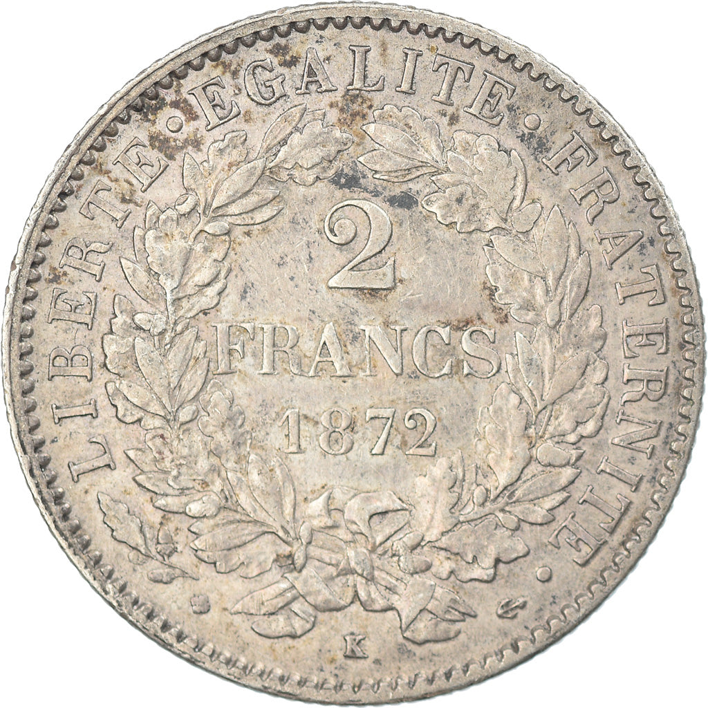 Monnaie, France, Cérès, 2 Francs, 1872, Bordeaux, TTB, Argent, Gadoury:530a