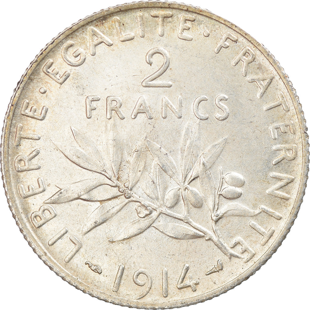 Coin, France, Semeuse, 2 Francs, 1914, Paris, AU(55-58), Silver, KM:845.1