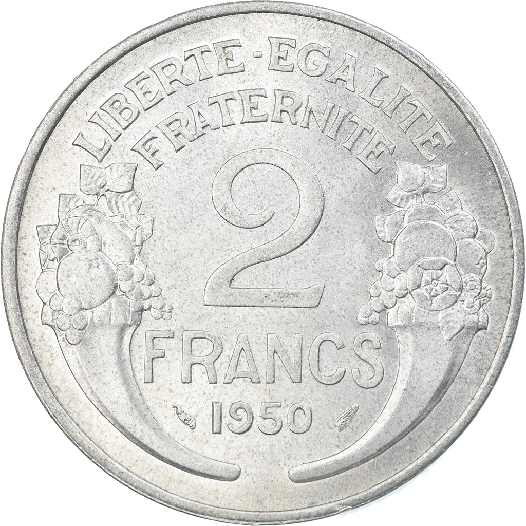 Moeda, França, Morlon, 2 Francs, 1950, Paris, AU(55-58), Alumínio, KM:886a.1
