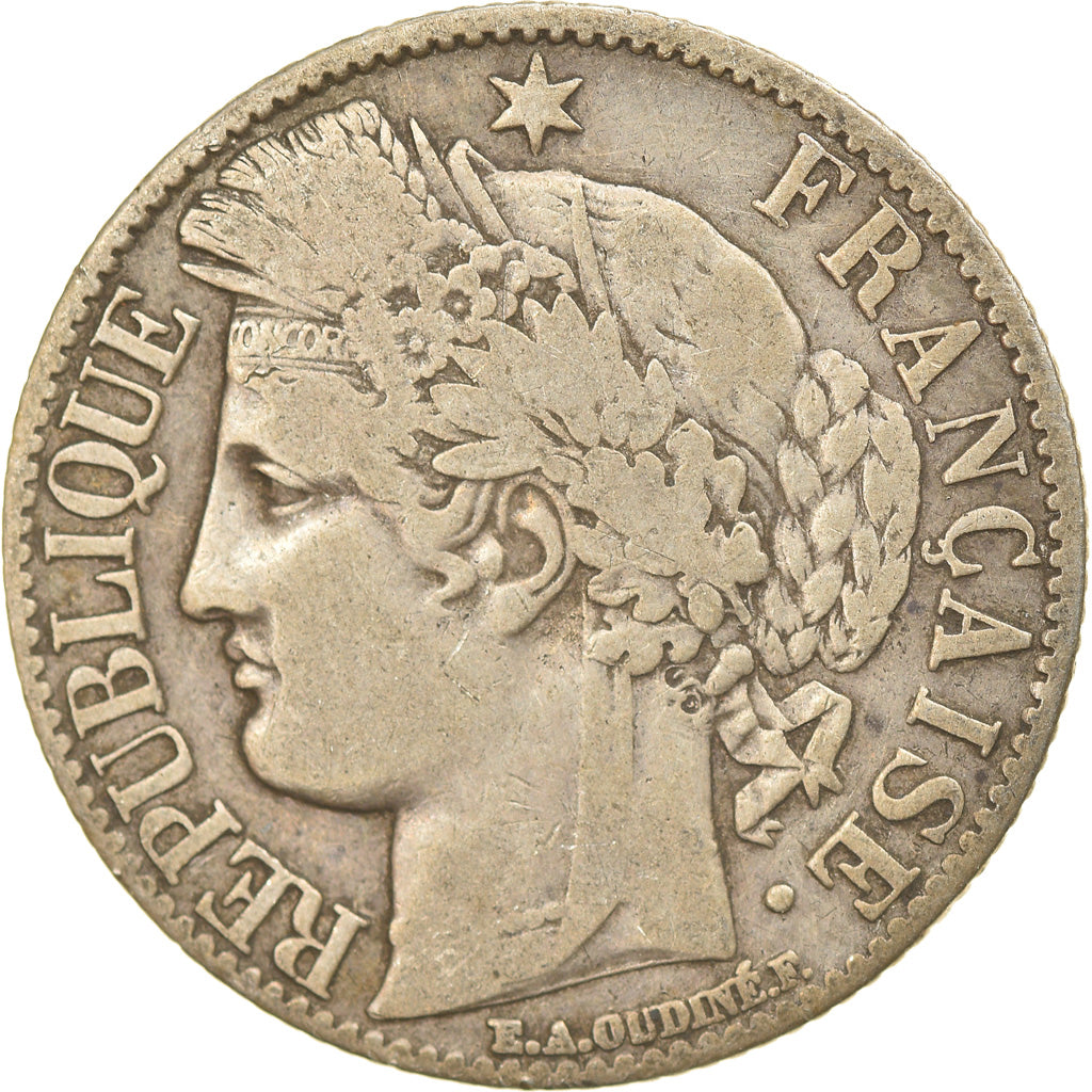 Coin, France, Cérès, Franc, 1872, Paris, VF(30-35), Silver, KM:822.1