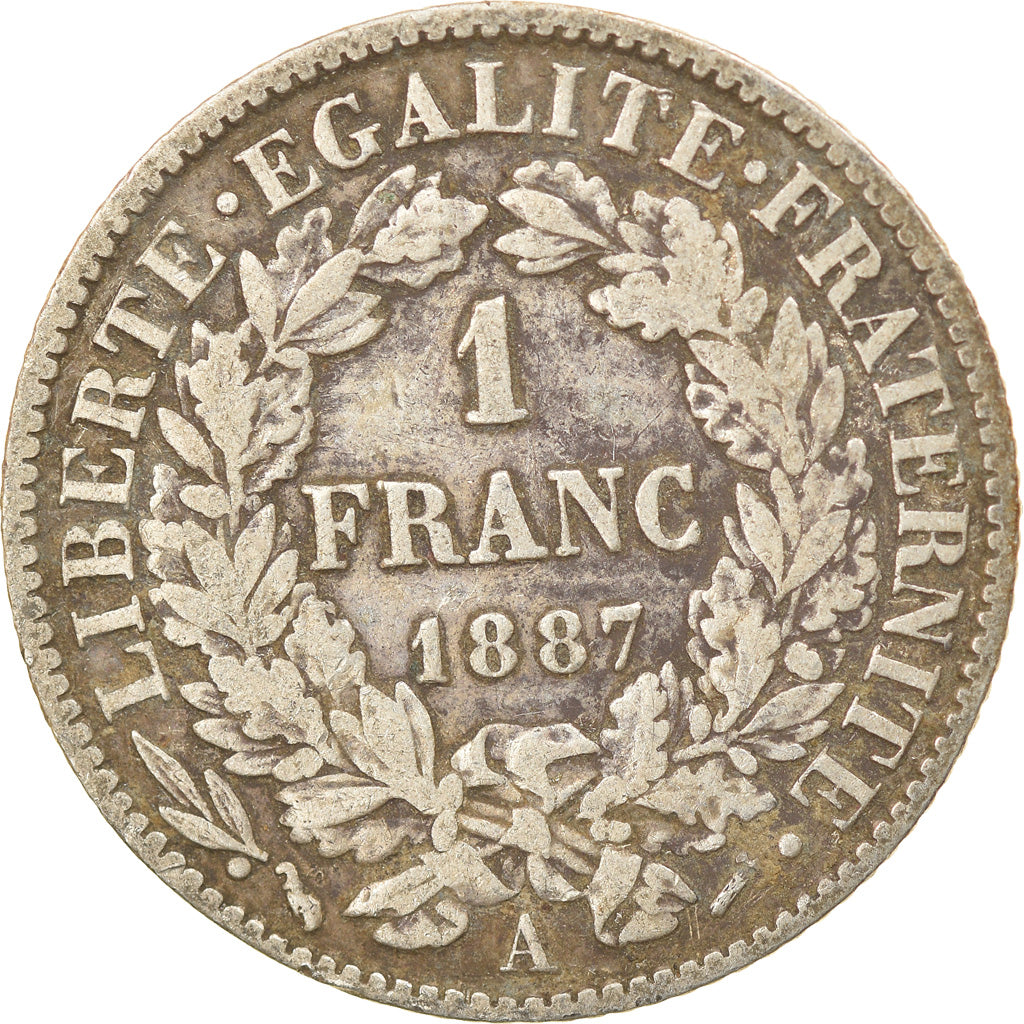 Moneta, Francja, Cérès, Franc, 1887, Paris, EF(40-45), Srebro, KM:822.1