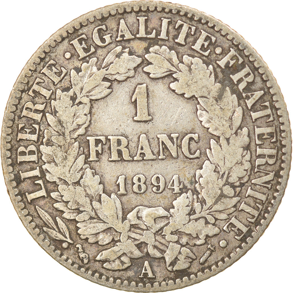 Moneta, Francja, Cérès, Franc, 1894, Paris, EF(40-45), Srebro, KM:822.1