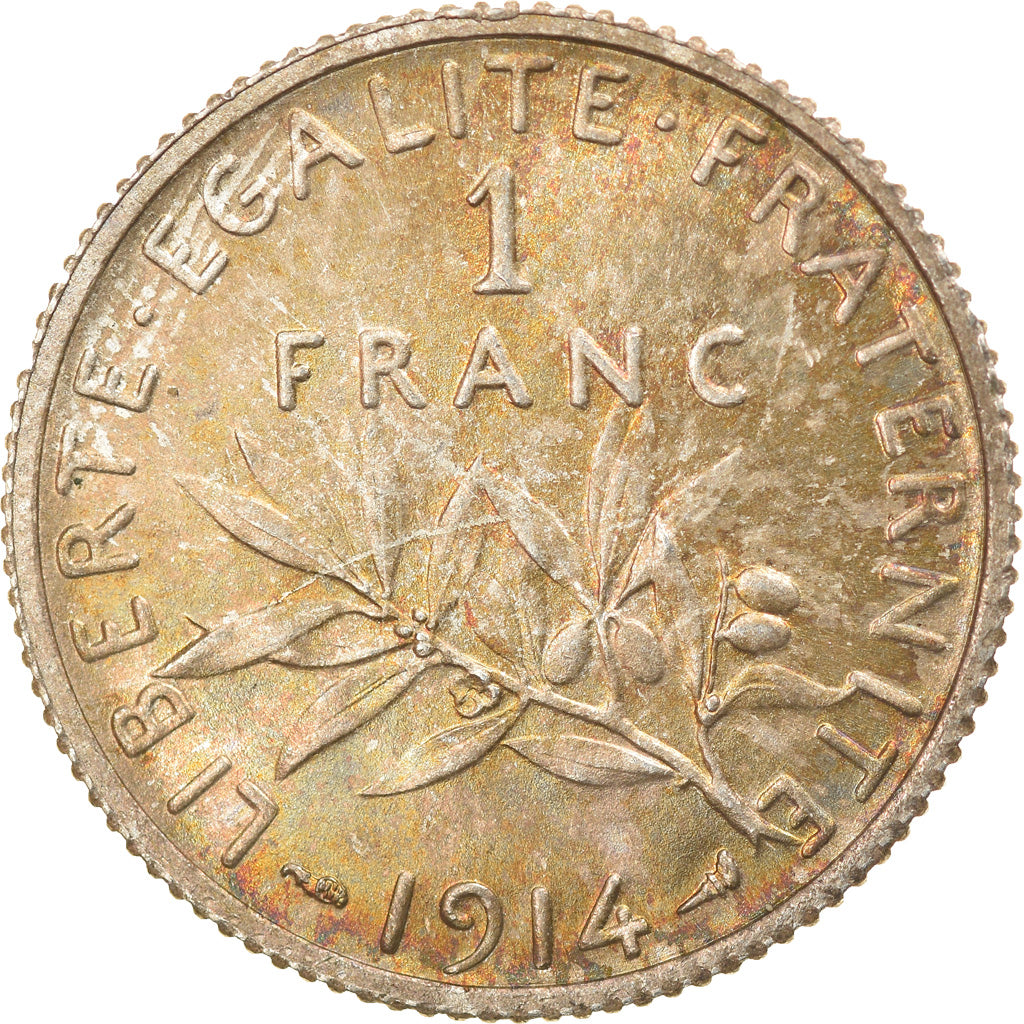 Coin, France, Semeuse, Franc, 1914, Paris, EF(40-45), Silver, KM:844.1