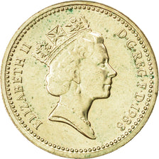 GREAT BRITAIN, Pound, 1988, KM #954, AU(55-58), Nickel-Brass, 22.5, 9.52
