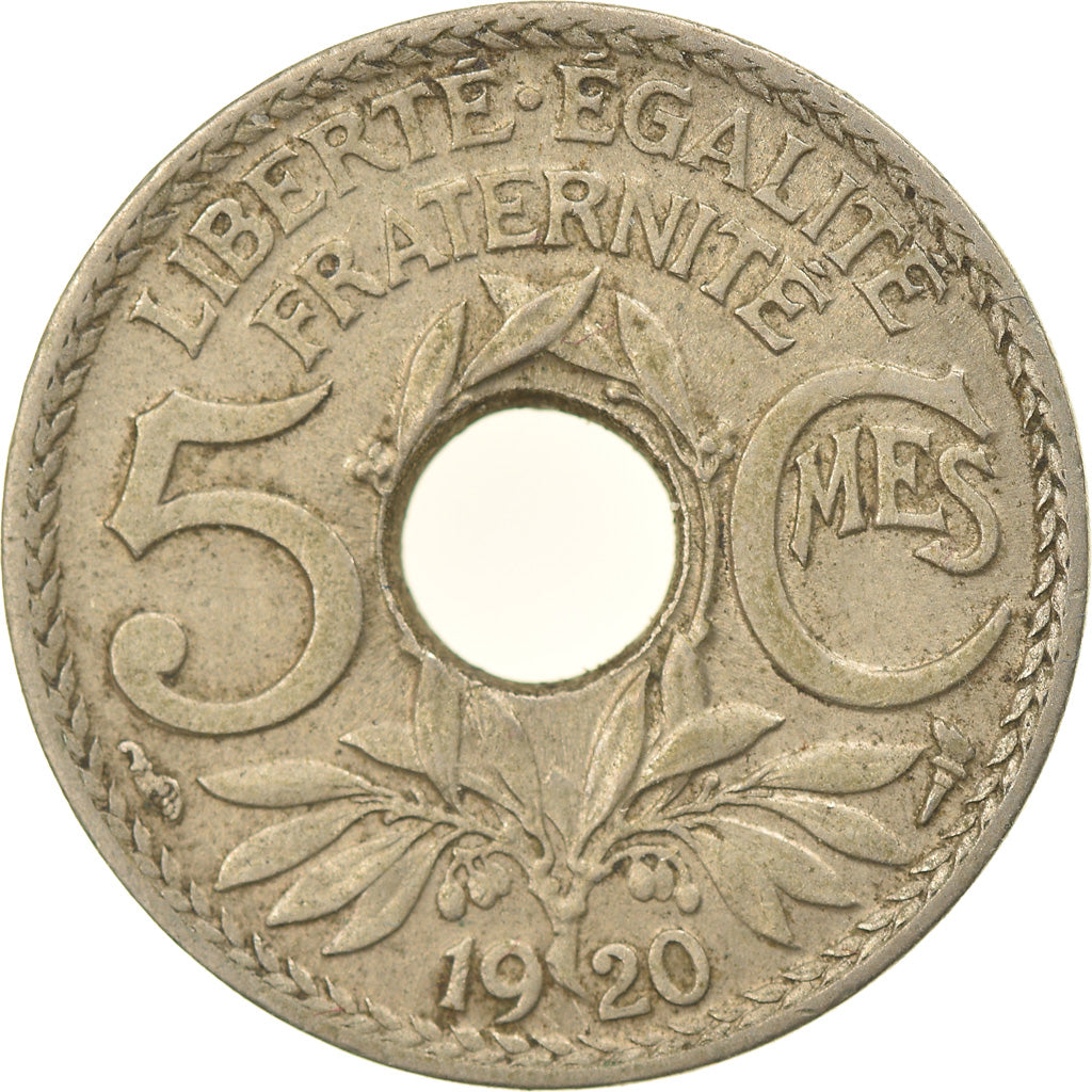 Moeda, França, Lindauer, 5 Centimes, 1920, Paris, EF(40-45), Cobre-níquel
