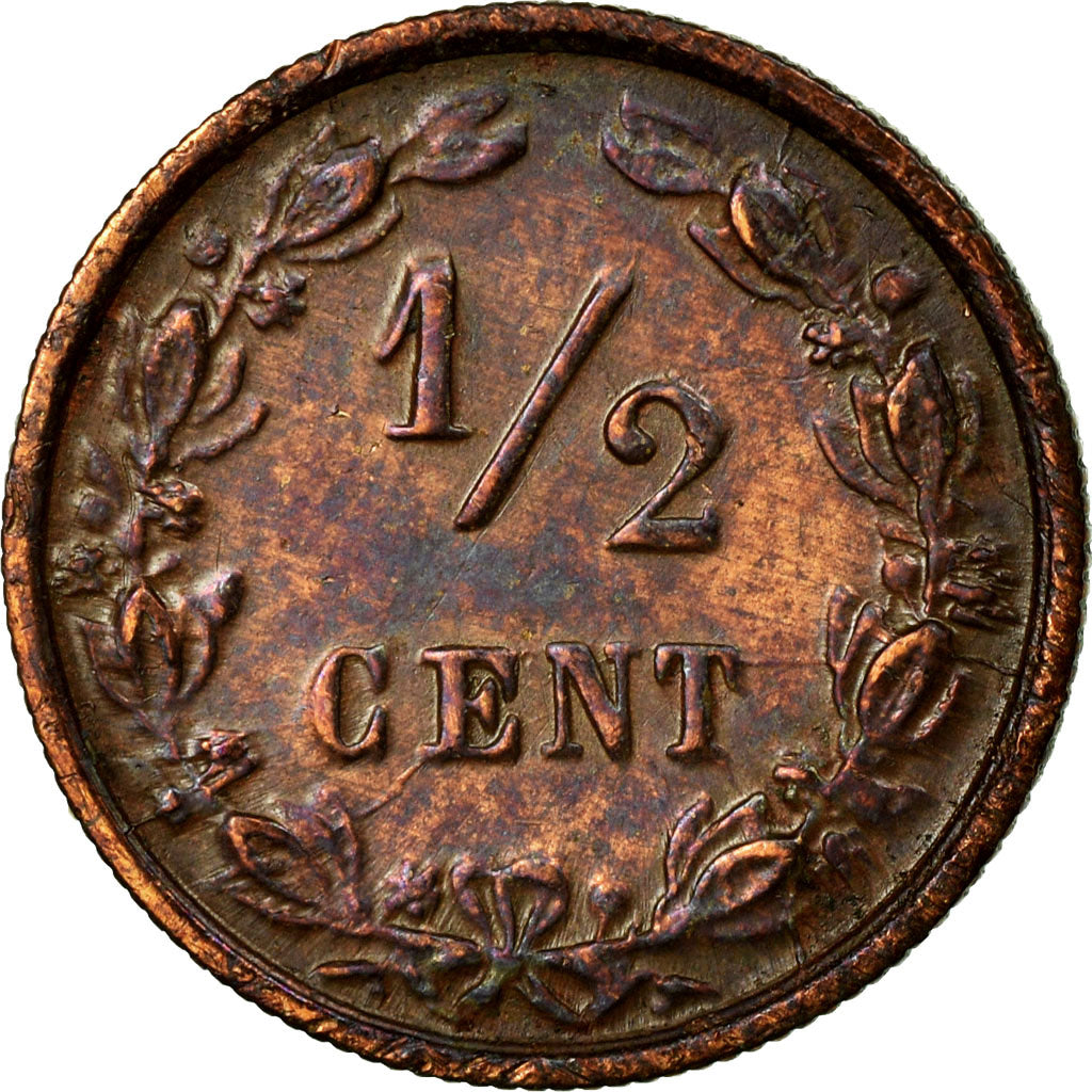 Coin, Netherlands, William III, 1/2 Cent, 1885, EF(40-45), Bronze, KM:109.1