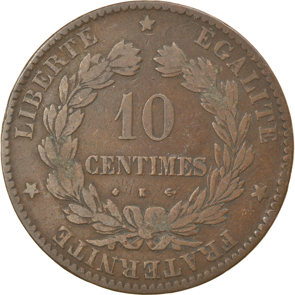 Munten, Frankrijk, Cérès, 10 Centimes, 1873, Bordeaux, ZF, Bronze, KM:815.2