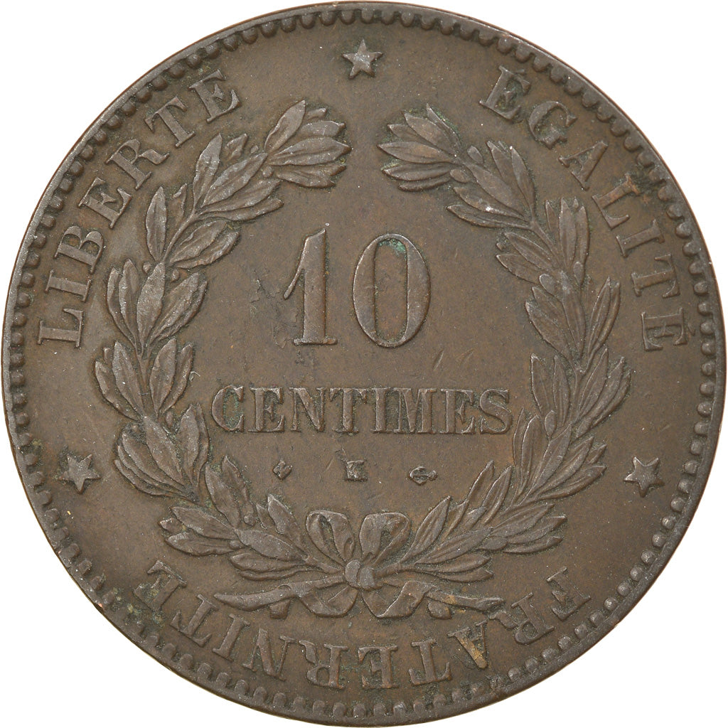 Coin, France, Cérès, 10 Centimes, 1874, Bordeaux, EF(40-45), Bronze, KM:815.2