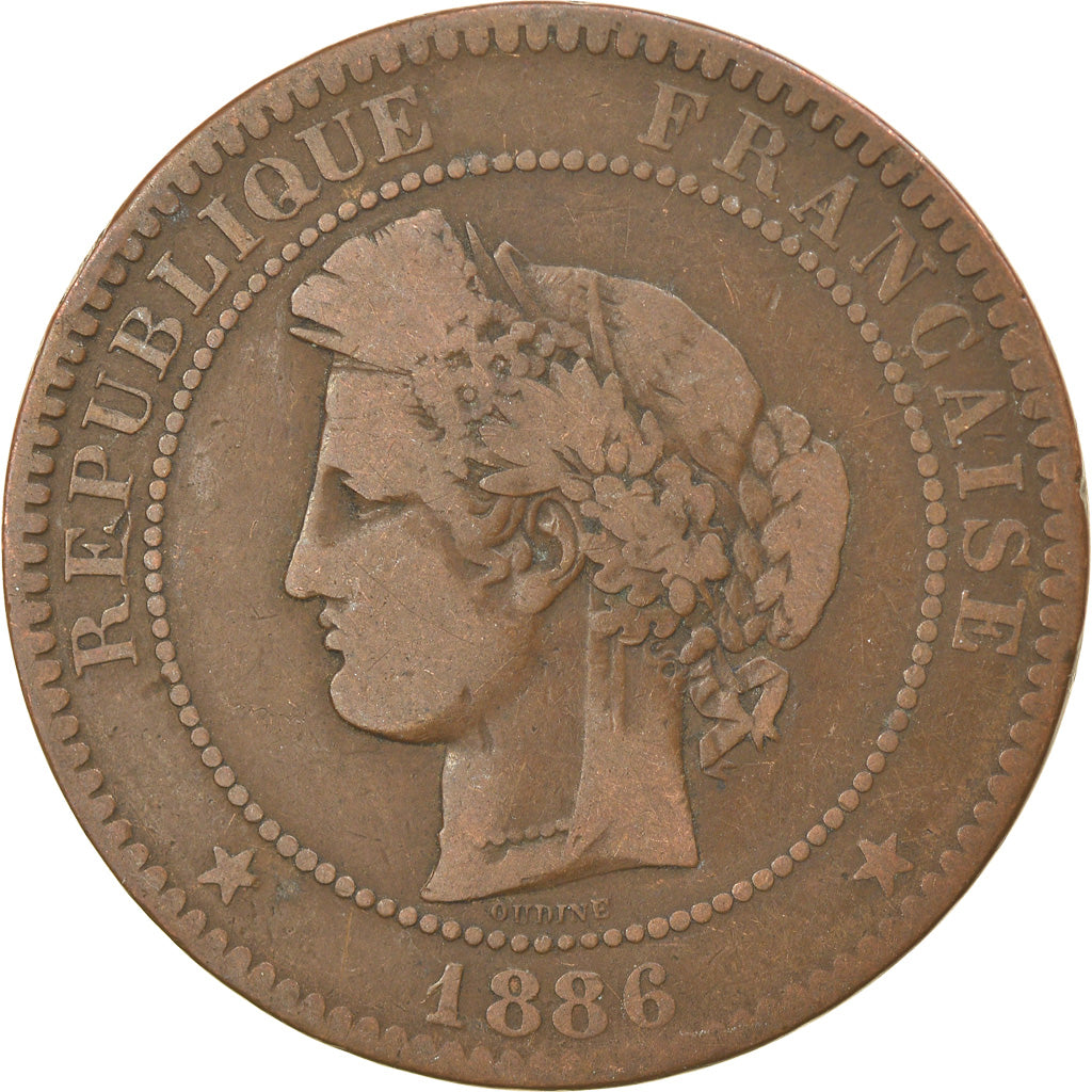 Moneta, Francja, Cérès, 10 Centimes, 1886, Paris, EF(40-45), Bronze, KM:815.1
