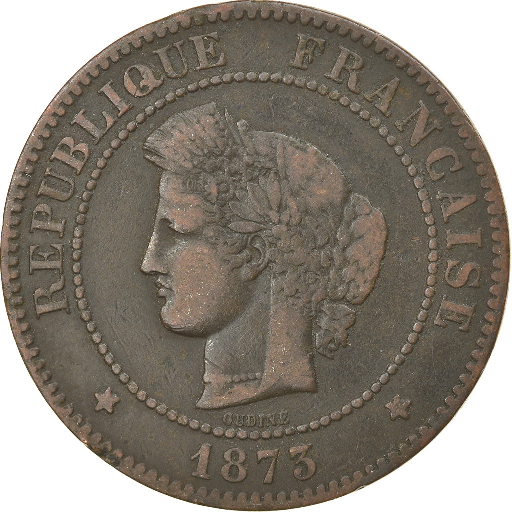 Moneta, Francja, Cérès, 5 Centimes, 1873, Bordeaux, EF(40-45), Bronze