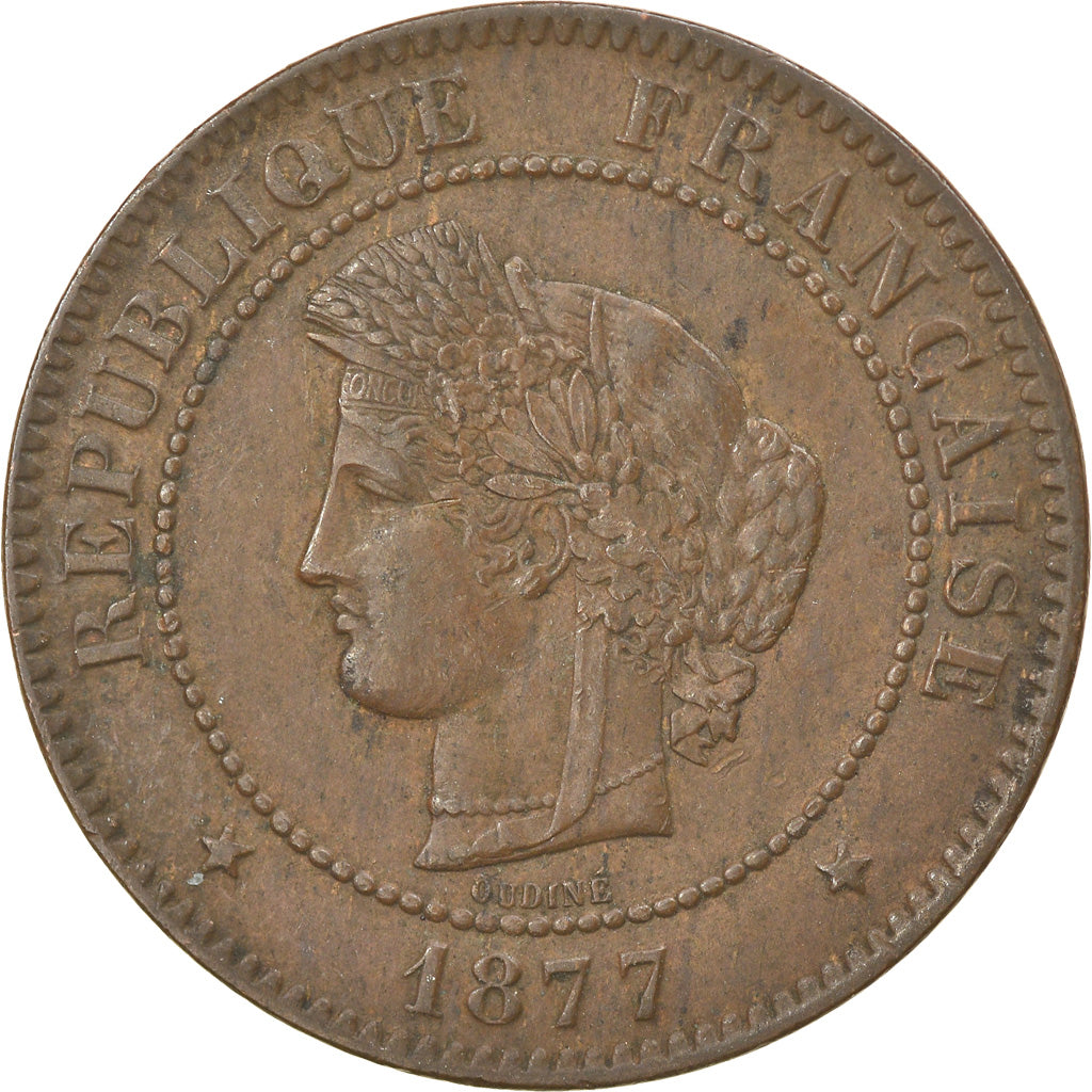 Coin, France, Cérès, 5 Centimes, 1877, Bordeaux, EF(40-45), Bronze, KM:821.2