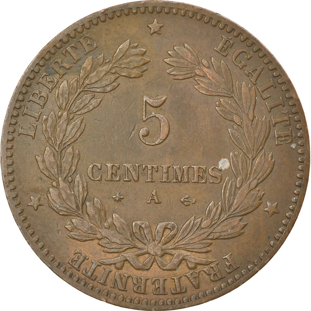 Coin, France, Cérès, 5 Centimes, 1878, Paris, EF(40-45), Bronze, KM:821.1
