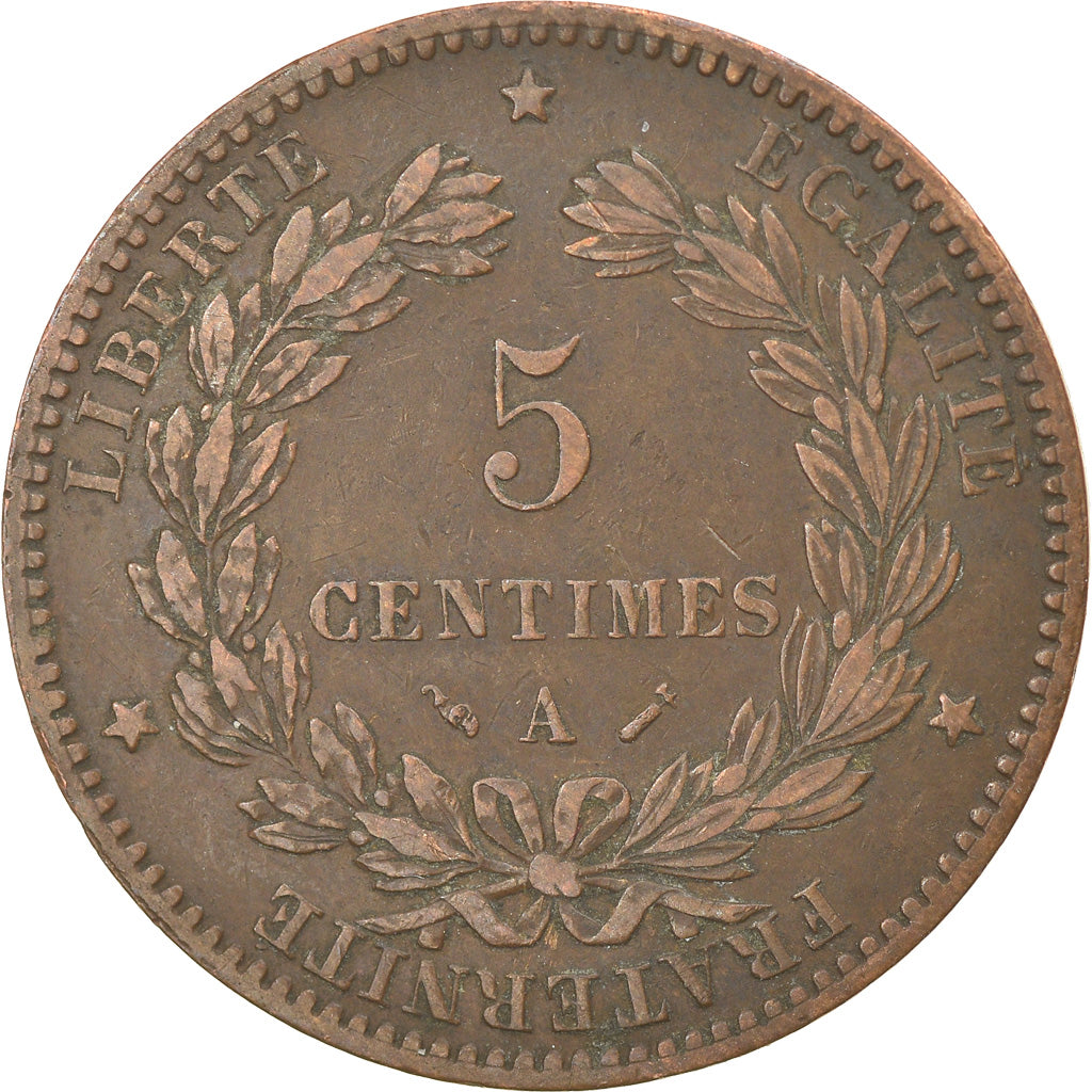 Moneta, Francja, Cérès, 5 Centimes, 1882, Paris, EF(40-45), Bronze, KM:821.1