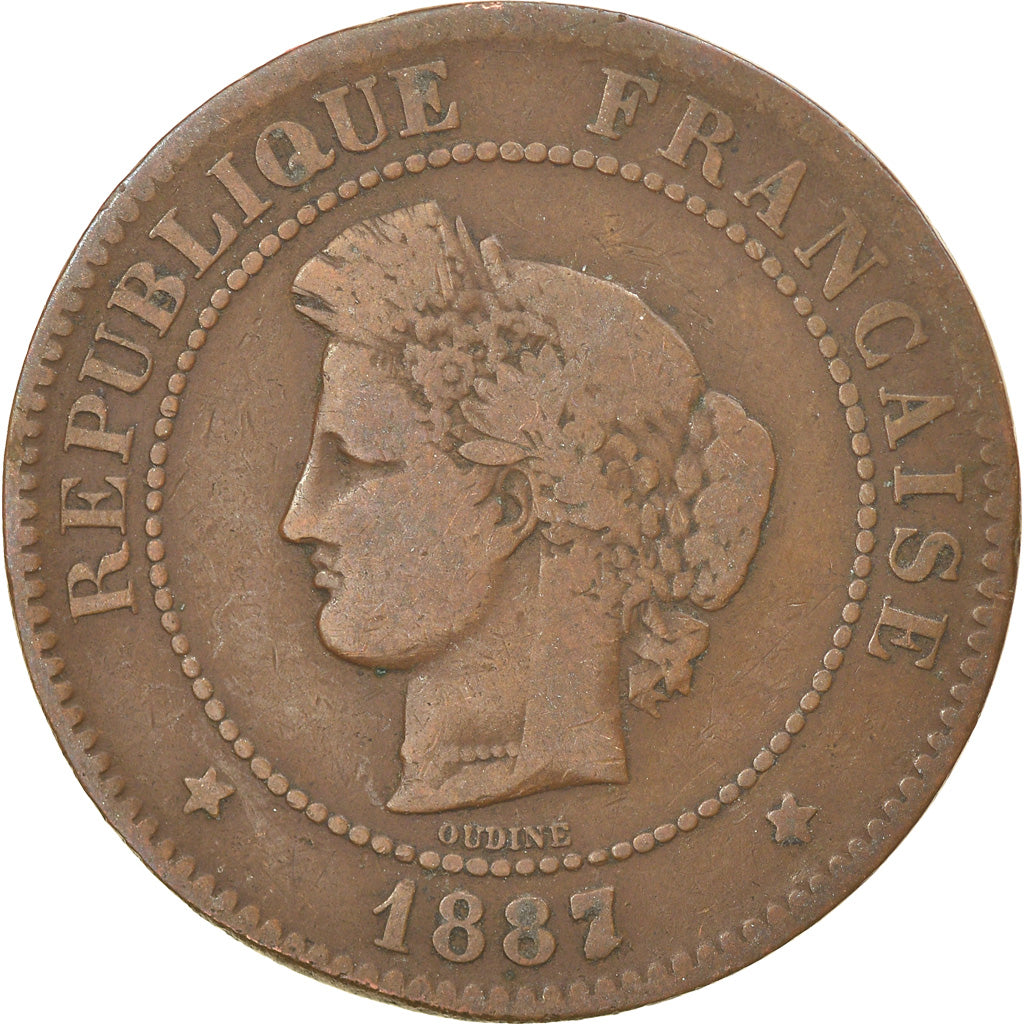Coin, France, Cérès, 5 Centimes, 1887, Paris, VF(30-35), Bronze, KM:821.1