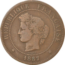 Coin, France, Cérès, 5 Centimes, 1887, Paris, VF(30-35), Bronze, KM:821.1