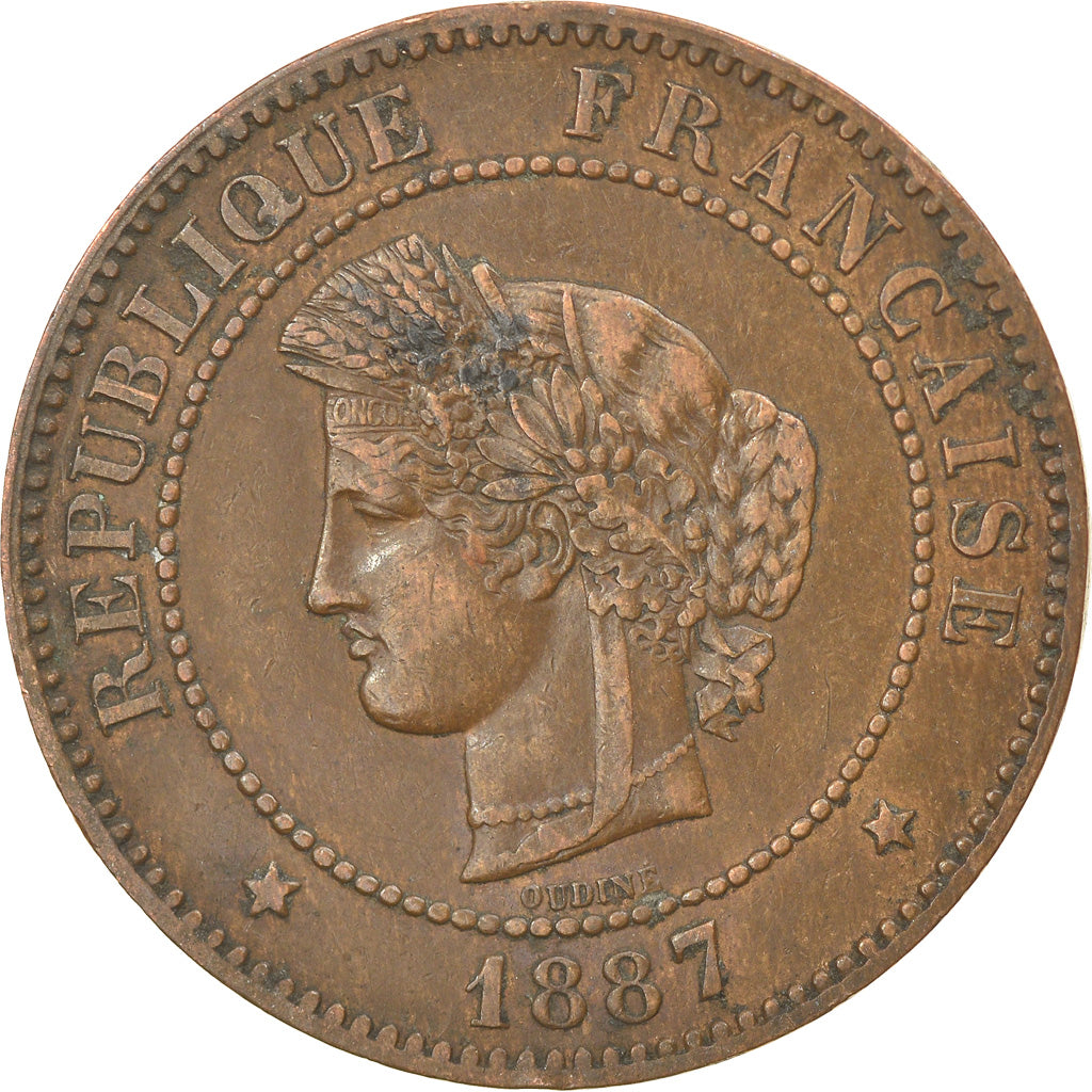 Coin, France, Cérès, 5 Centimes, 1887, Paris, EF(40-45), Bronze, KM:821.1