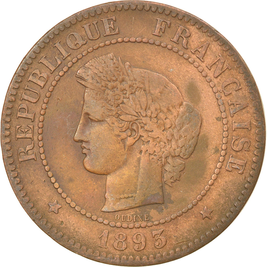 Münze, Frankreich, Cérès, 5 Centimes, 1893, Paris, S+, Bronze, KM:821.1