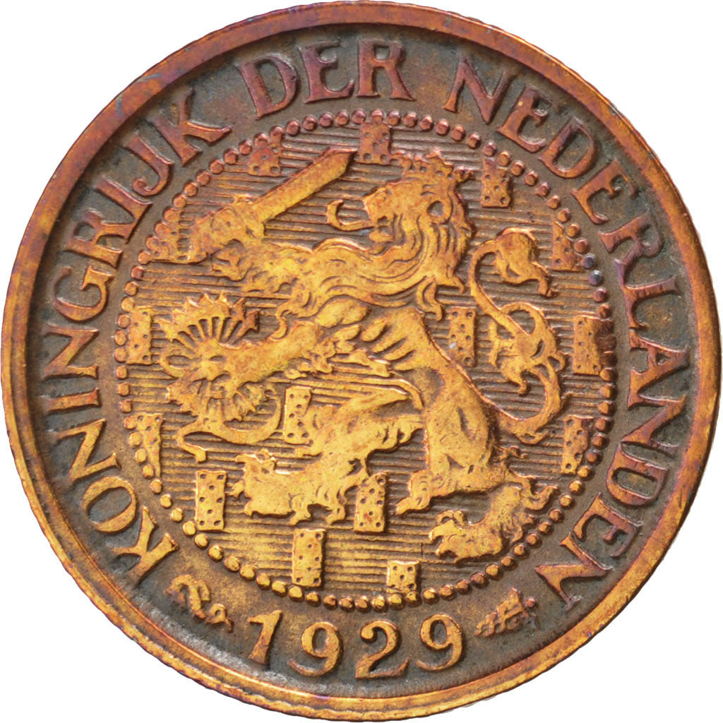 NETHERLANDS, Cent, 1929, KM #152, EF(40-45), Bronze, 19, 2.52