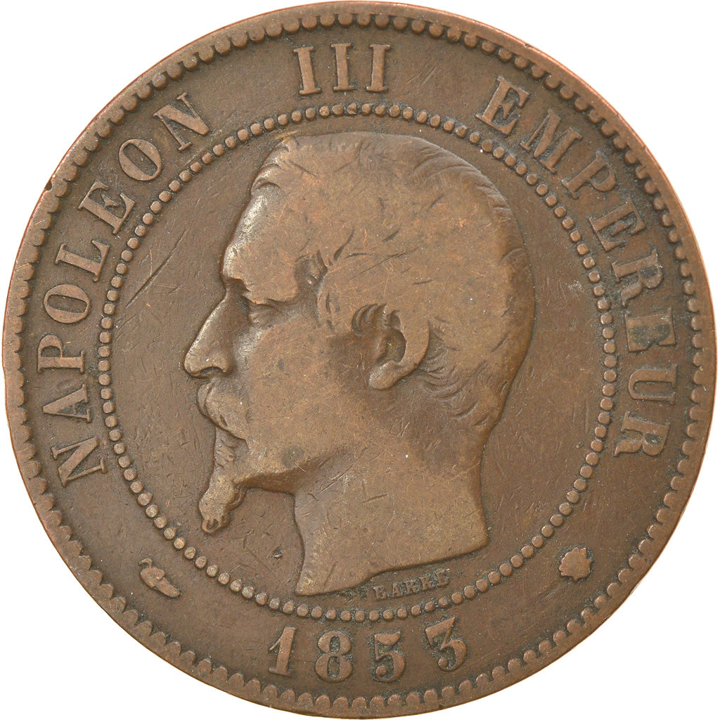 Moeda, França, Napoleon III, Napoléon III, 10 Centimes, 1853, Marseille