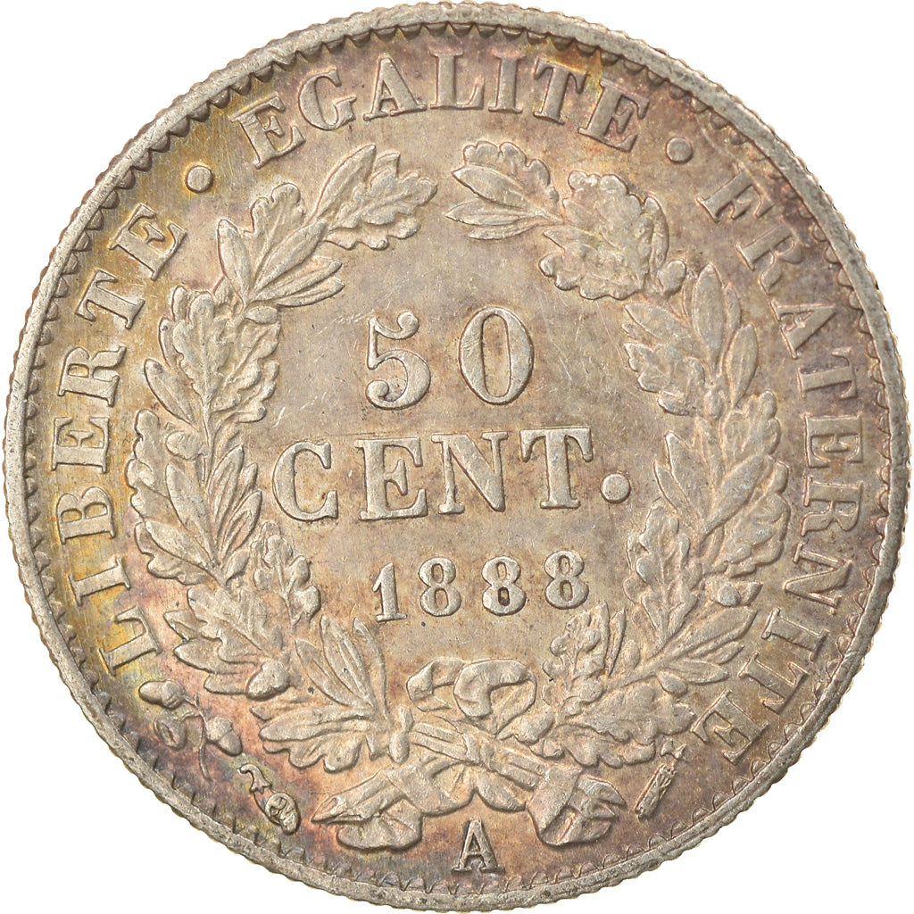 Münze, Frankreich, Cérès, 50 Centimes, 1888, Paris, SS, Silber, KM:834.1