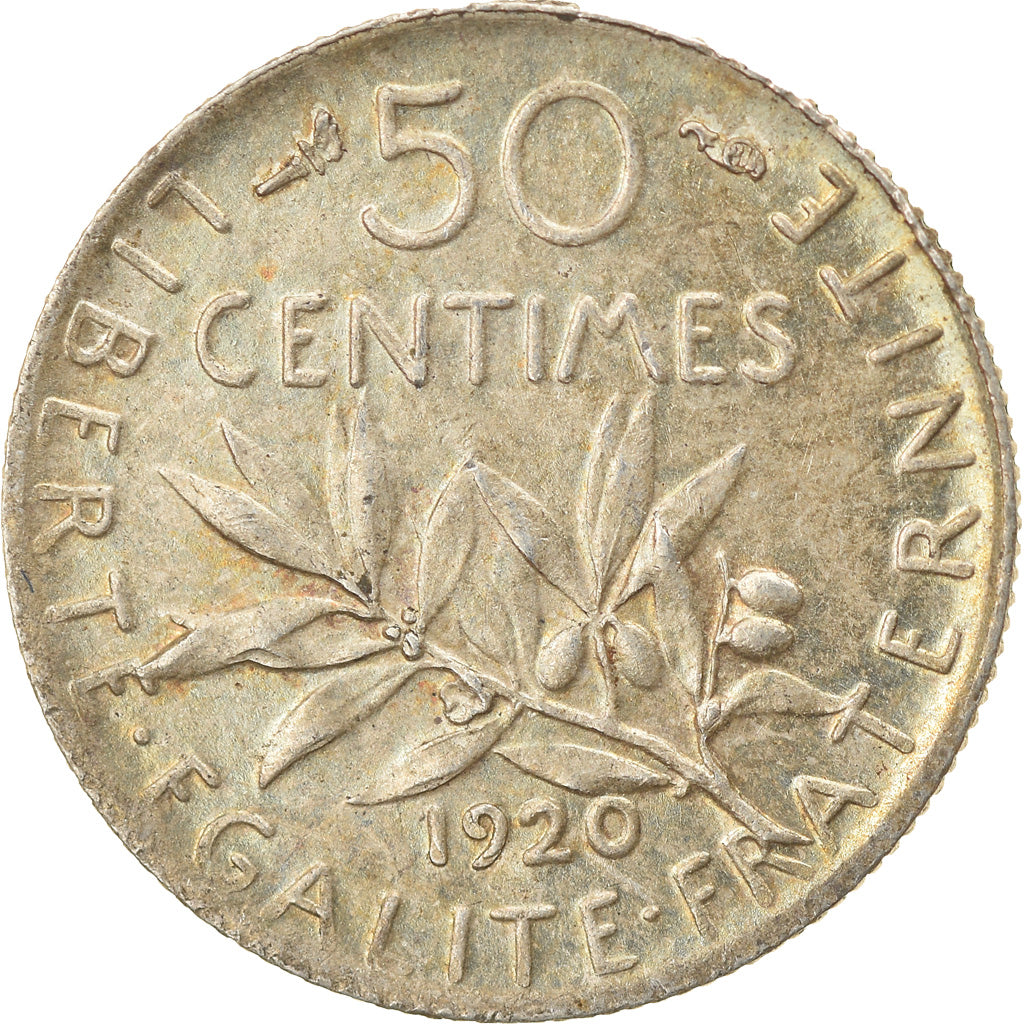 Coin, France, Semeuse, 50 Centimes, 1920, Paris, EF(40-45), Silver, KM:854