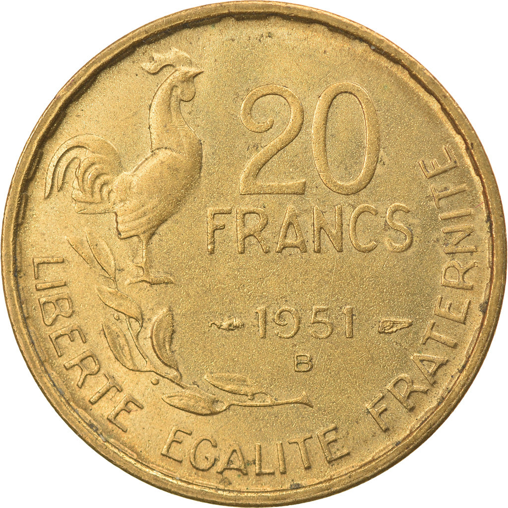 Moneta, Francja, Guiraud, 20 Francs, 1951, Beaumont - Le Roger, AU(55-58)