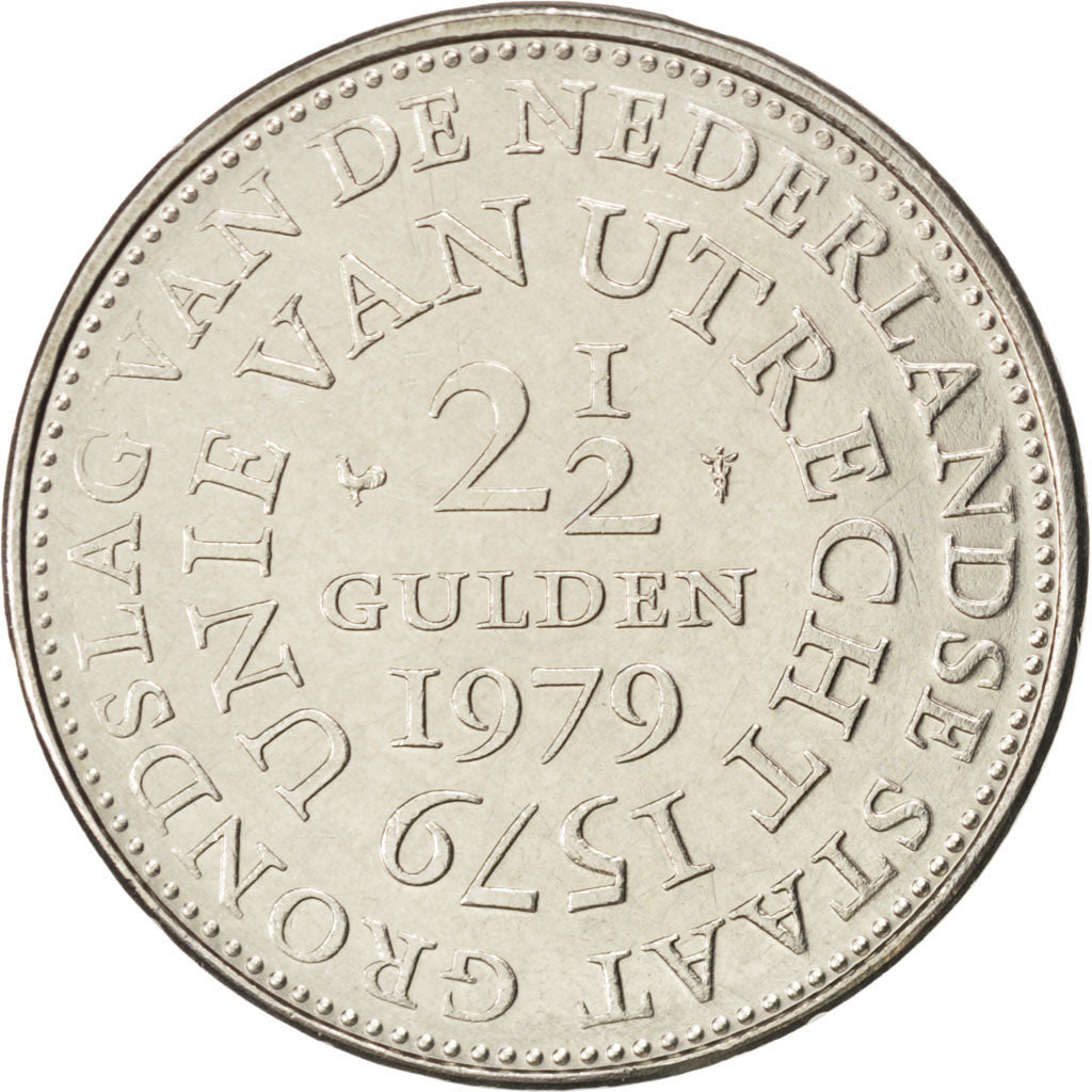 NETHERLANDS, Gulden, 1979, KM #93, AU(55-58), Silver, 28, 10.03