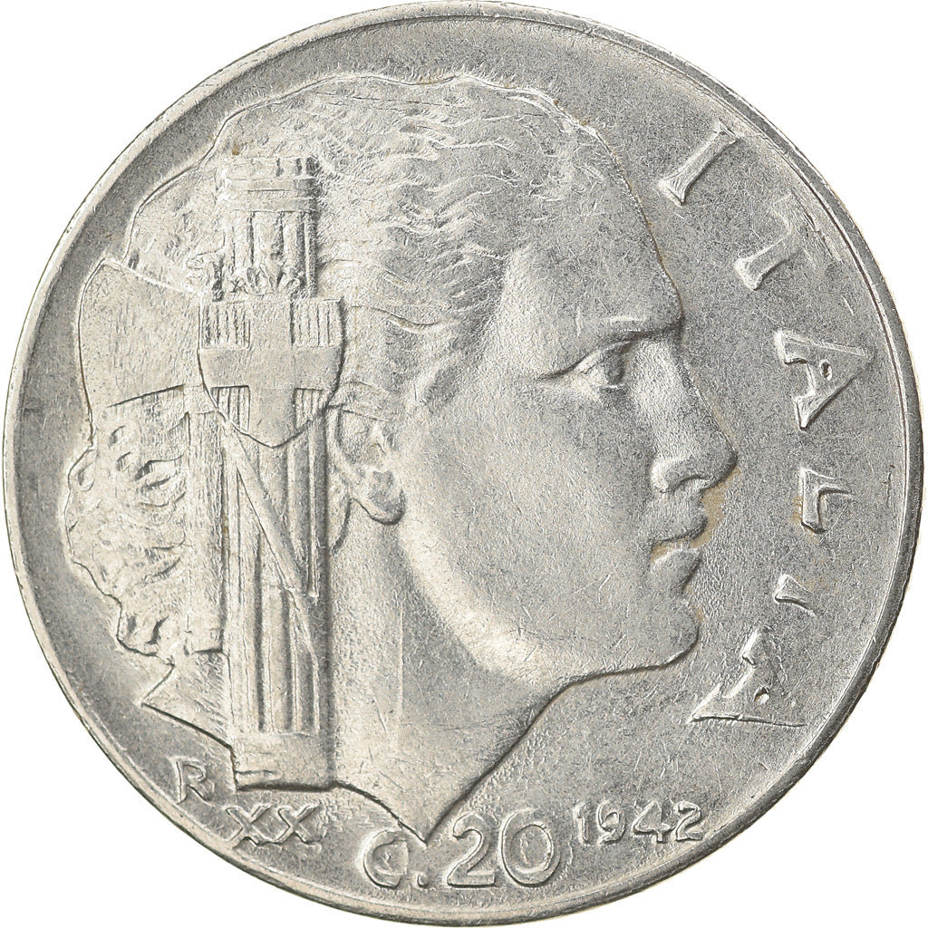 Moneta, Italia, Vittorio Emanuele III, 20 Centesimi, 1942, Rome, BB, Acciaio