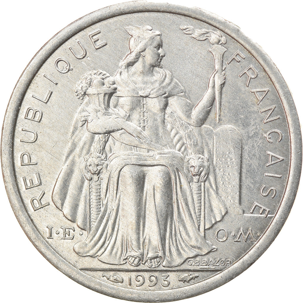 Moneta, Polinezja Francuska, Franc, 1993, Paris, AU(55-58), Aluminium, KM:11
