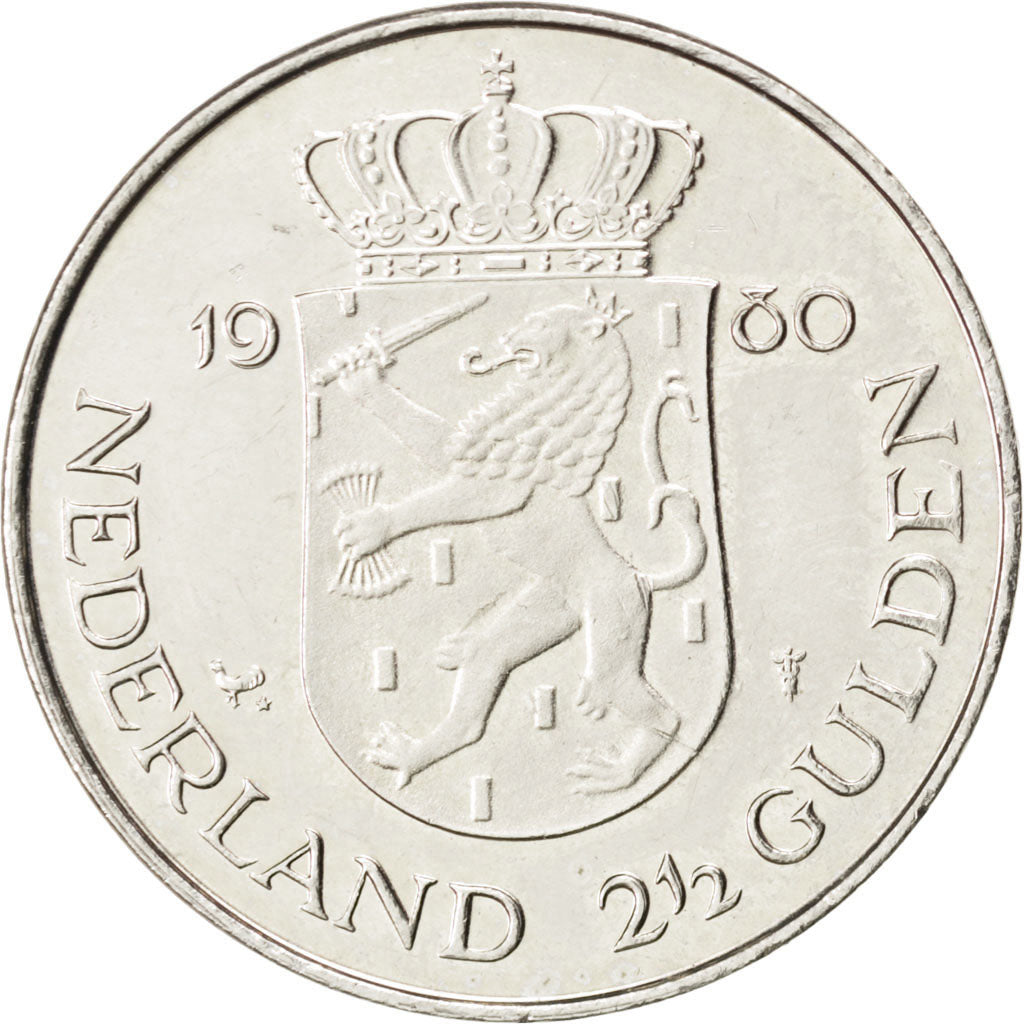 Paesi Bassi, Beatrix, 2-1/2 Gulden, 1980, SPL-, Nichel, KM:201