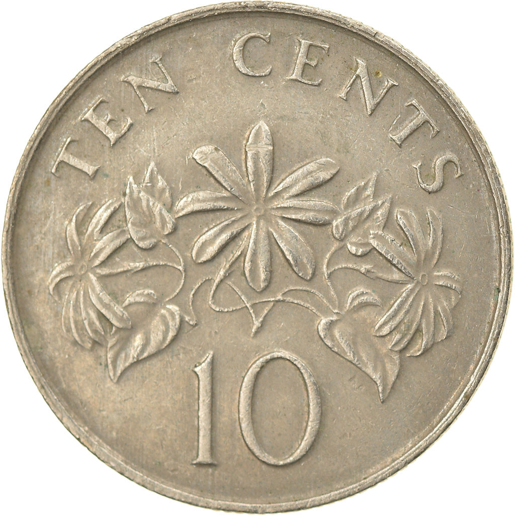 Coin, Singapore, 10 Cents, 1987, British Royal Mint, VF(30-35), Copper-nickel