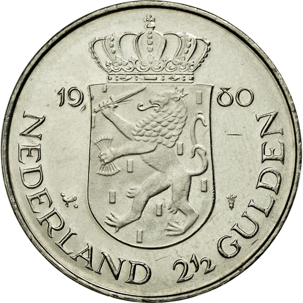 Monnaie, Pays-Bas, Beatrix, 2-1/2 Gulden, 1980, SUP, Nickel, KM:201