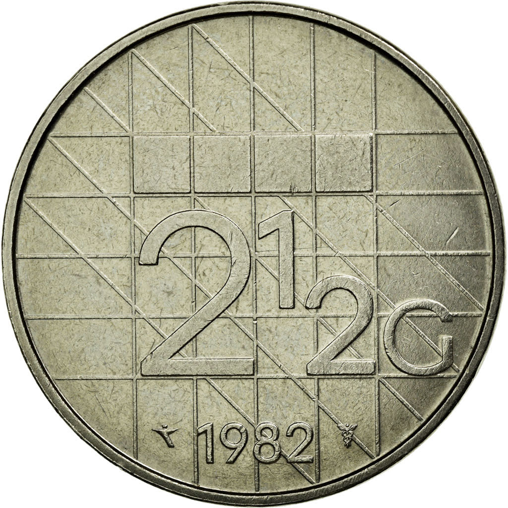 Coin, Netherlands, Beatrix, 2-1/2 Gulden, 1982, AU(50-53), Nickel, KM:206