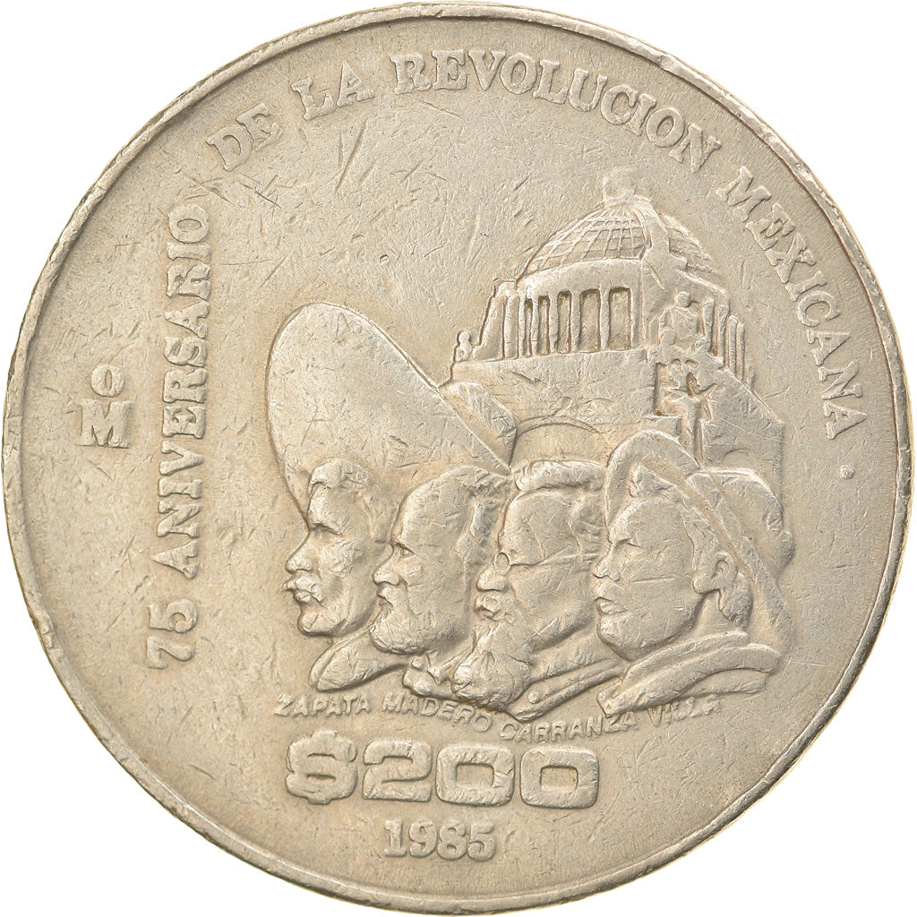 Moneda, México, 200 Pesos, 1985, Mexico City, MBC, Cobre - níquel, KM:510