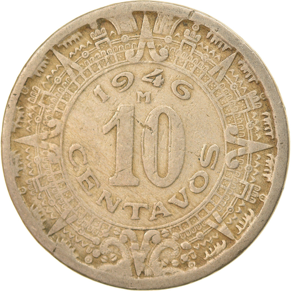 Moneda, México, 10 Centavos, 1946, Mexico City, MBC, Cobre - níquel, KM:432