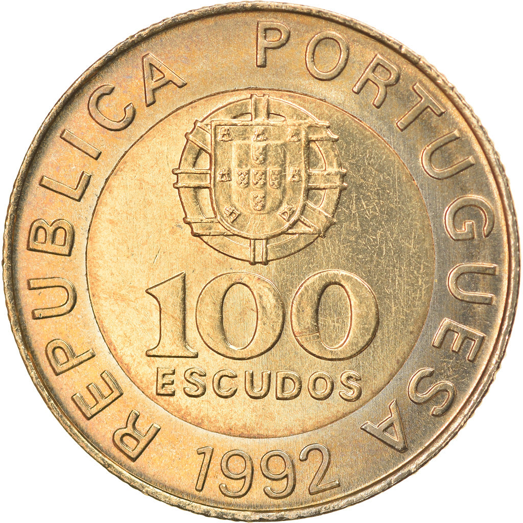 Coin, Portugal, 100 Escudos, 1992, AU(55-58), Bi-Metallic, KM:645.1