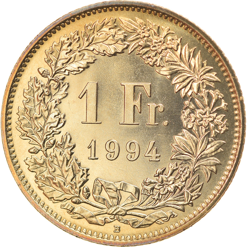 Coin, Switzerland, Franc, 1994, Bern, MS(63), Copper-nickel, KM:24a.3