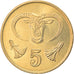 Coin, Cyprus, 5 Cents, 1988, MS(63), Nickel-brass, KM:55.2