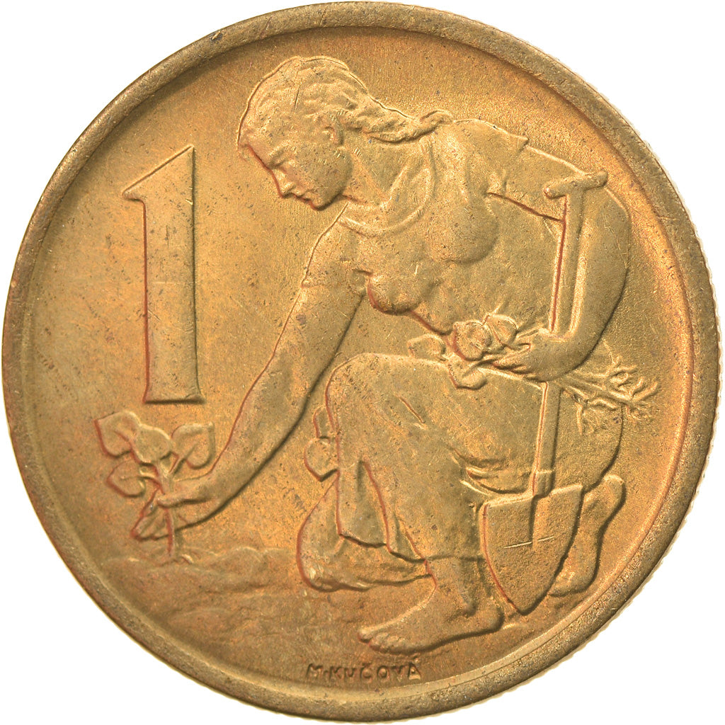Coin, Czechoslovakia, Koruna, 1977, AU(55-58), Aluminum-Bronze, KM:50