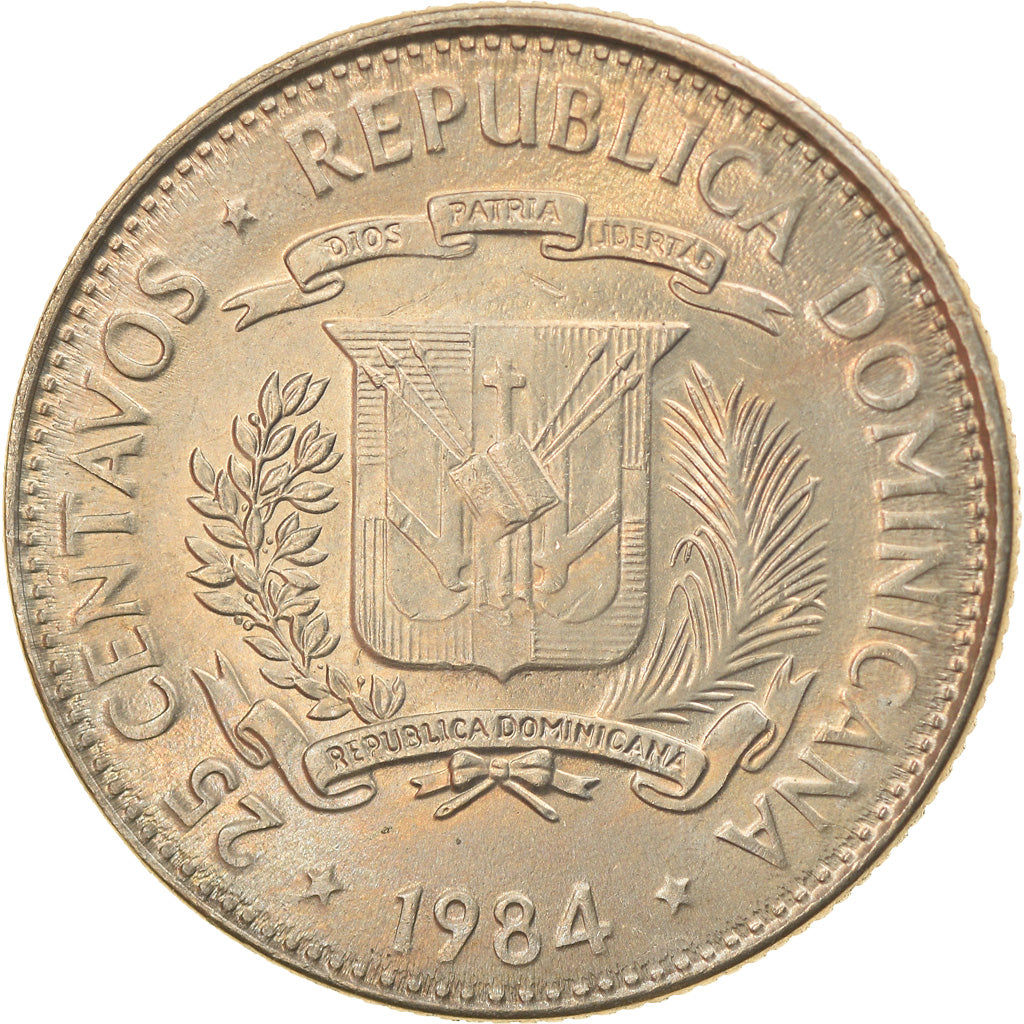 Moneda, República Dominicana, 25 Centavos, 1984, Dominican Republic Mint