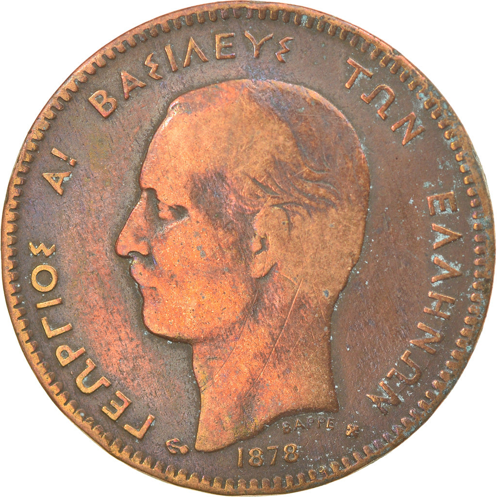 Coin, Greece, George I, 5 Lepta, 1878, VF(30-35), Copper, KM:54