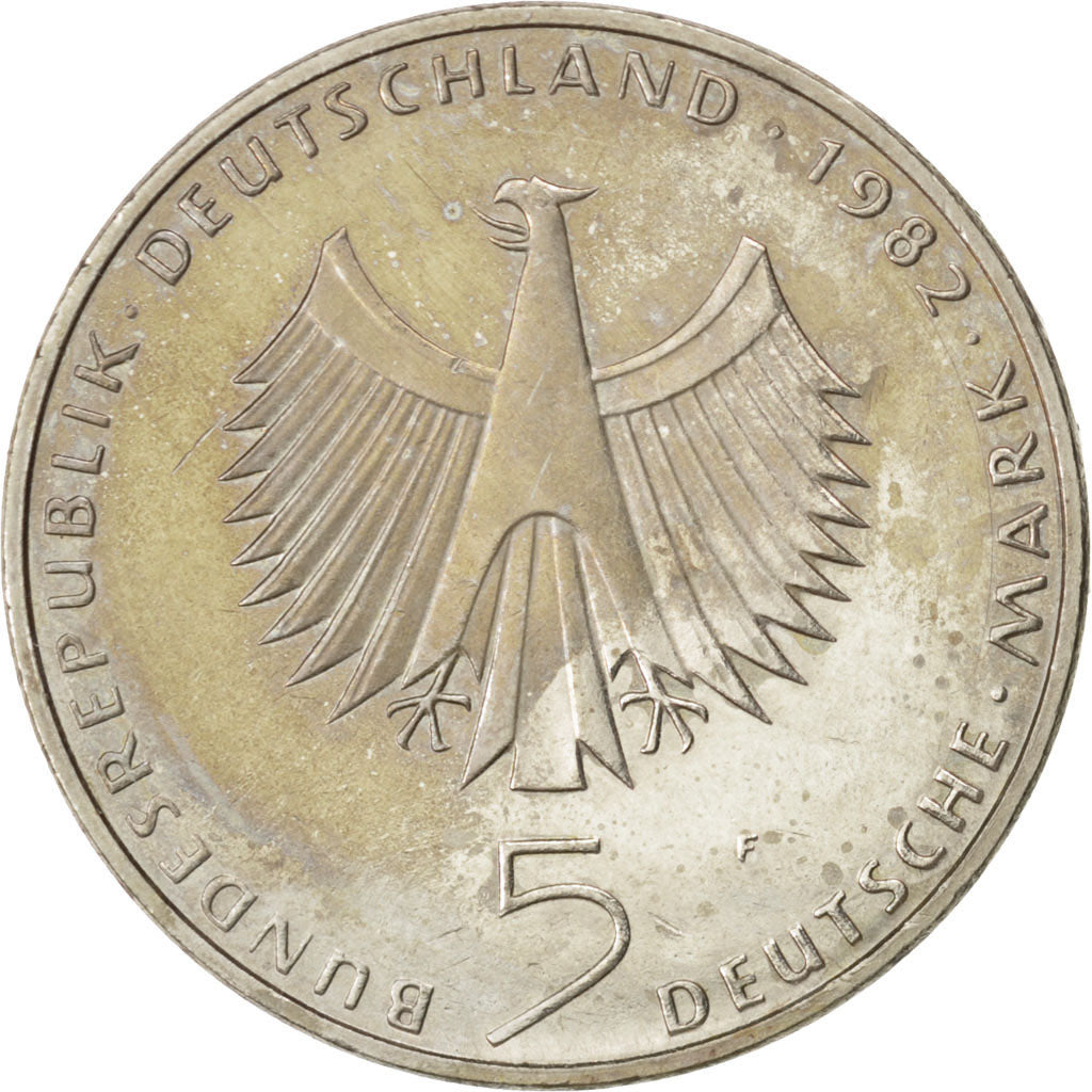 GERMANY - FEDERAL REPUBLIC, 5 Mark, 1982, Stuttgart, KM #157, VF(20-25),...