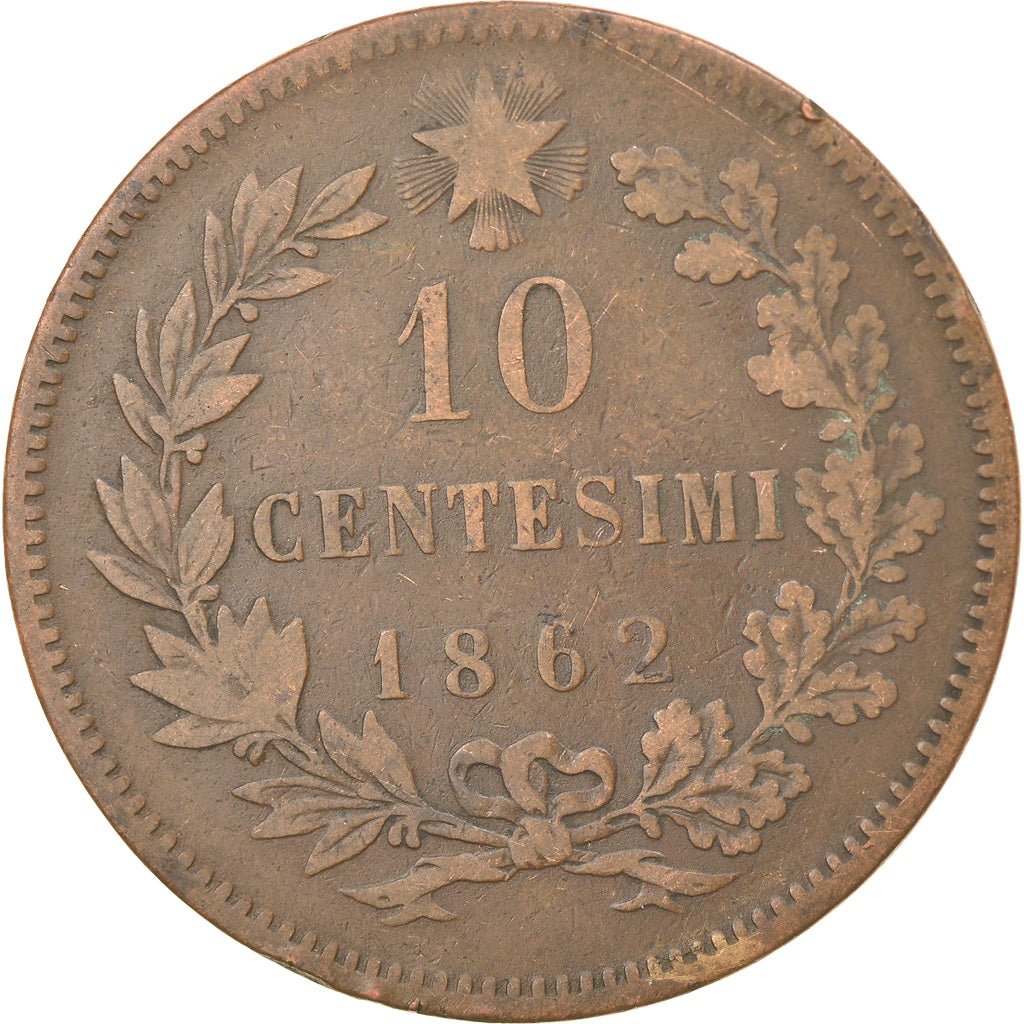 Coin, Italy, Vittorio Emanuele II, 10 Centesimi, 1862, VF(30-35), Copper